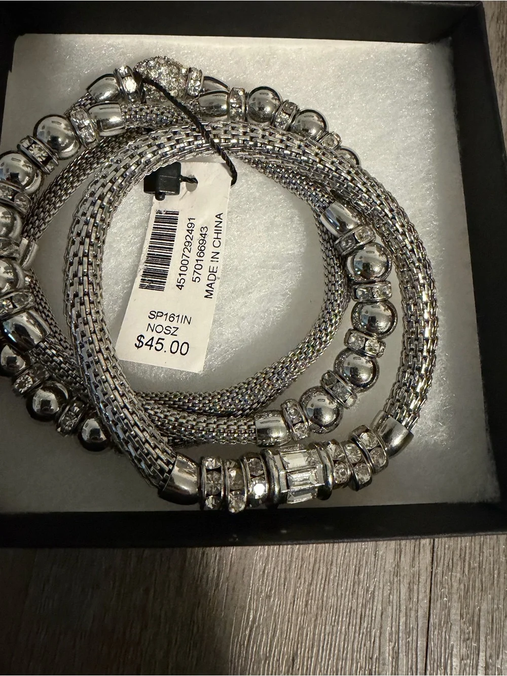 WHBM Silver Crystal Multi-Strand Bracelet